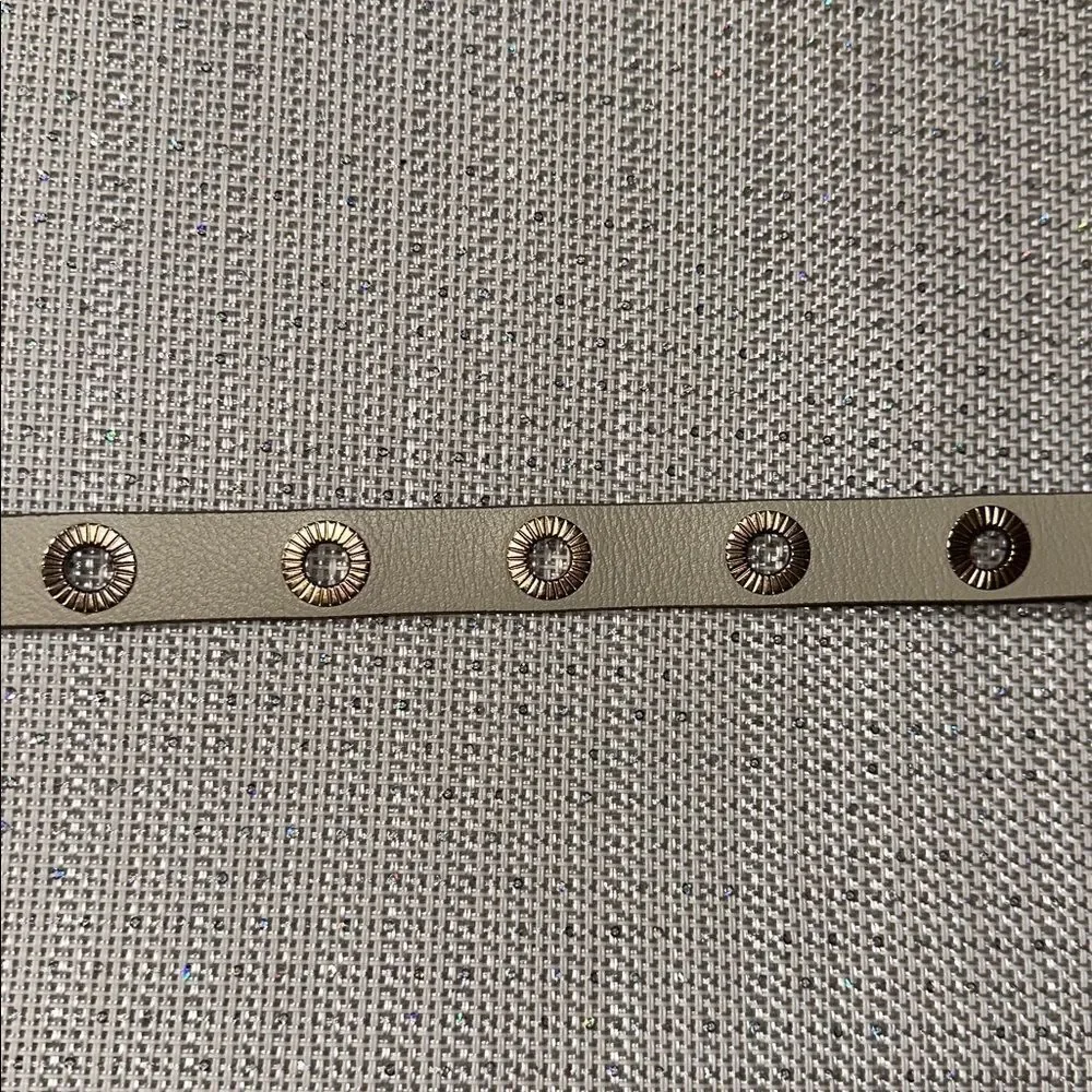 All Saints L-XL Ivory Genuine Leather Gold Tone Eyelet Belt